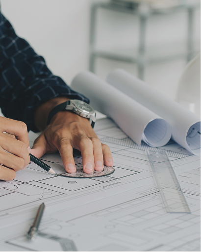 Engineer working on a plan